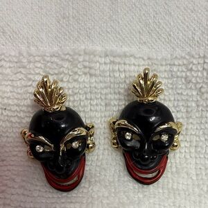 Blackamore Enamel over gold tone. A rare find. 2 small pins.